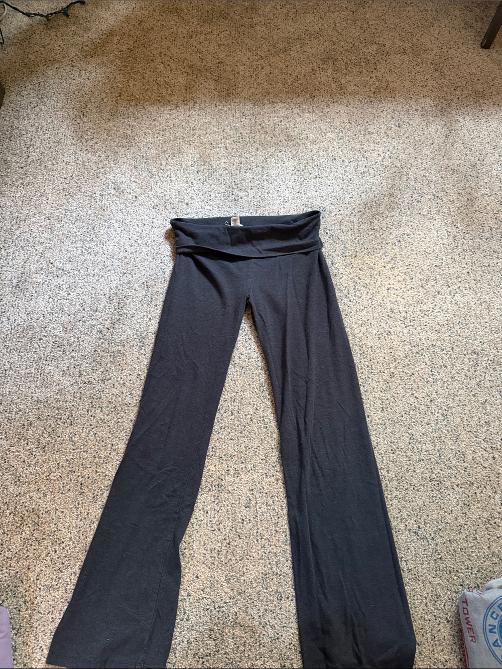 Fold-Over Waist Dark Grey Flare Leggings